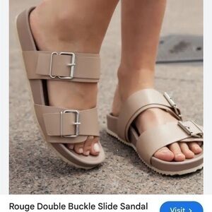 RAPORT {CCOCCI} Natural Beige Buckle Slide Sandals, size9